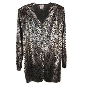 Vintage Liquid Metallic Shimmer Leopard Top